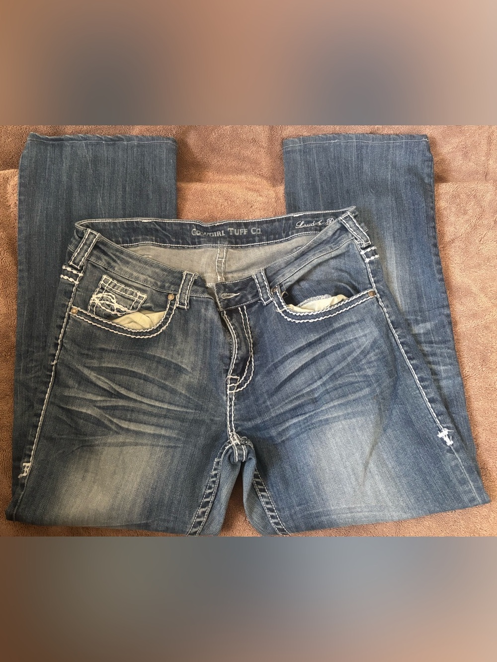 Cowgirl Tuff Women’s Distressed Blue Denim Boyfriend Jeans